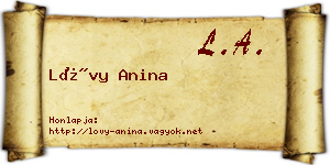 Lővy Anina névjegykártya